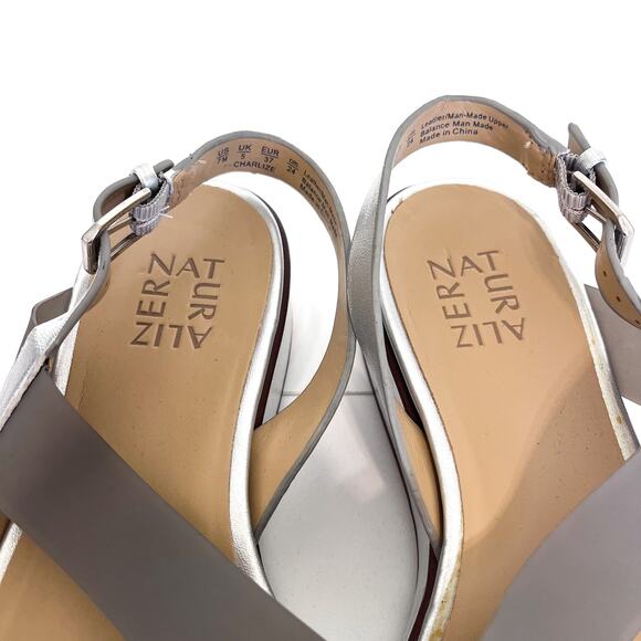 Naturalizer Comfort Platform Womens Sandals Size 7M Silver Leather Open Toe - Picture 9 of 10